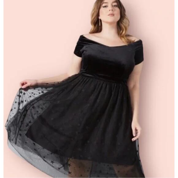 ModCloth Uplifting Aura Velvet & Stars Tulle Party Dress Size XL - Picture 1 of 10